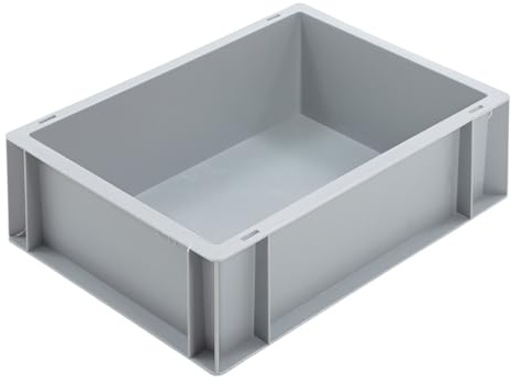 BiGDUG Euro Stacking Boxes - Heavy Duty Euro Containers Storage Box - Stackable Warehouse Crates (x8 Grey 120h x 300w x 400d mm)