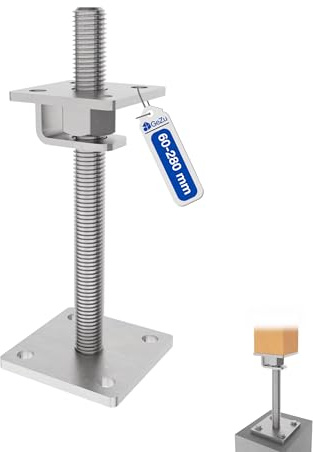 GeZu Impex Adjustable Post Support 80 x 80 mm | 60-230 mm | Hot Dip Galvanised height adjust holder elevated base