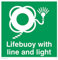 Rettungsring mit Linie und Licht, Symbolschild – 150 x 150 mm – S15