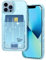 Petocase for iPhone 13 Pro Max Wallet Case,Card Holder Slot Ultra Bling Slim Thin Clear Flexible TPU Gel Rubber Soft Skin Silicone Protective Phone Case for Apple iPhone 13 Pro Max Glitter Clear Blue