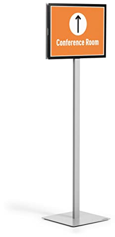 Durable Infoständer mit drehbarer A3 Tafel, zweiseitig lesbar, mit zwei schwarzen Magnetrahmen, grau, 501357