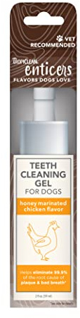 TropiClean Enticers Dog Teeth Cleaning Treat Gel | Honey Chicken Flavored Dog Toothpaste Alternative| 59.14 ml