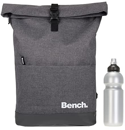 Sieber Kurierrucksack Rucksack Bench Classic mit Laptopfach 19 Liter Large A4 mit Geheimfach 64180 + Trinkflasche (Grau 1700)