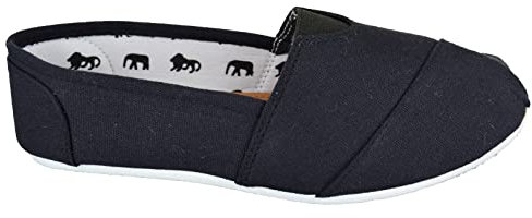 sole london Ladies Comfort Flat Plain Slip ON Plimsolls Canvas Espadrille Womens Pumps Shoes Black