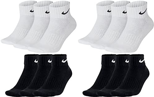 Nike Socken Herren Damen 6 Paar One Quater Socks Kurze Socke Knöchelhoch Weiß Schwarz Gemischt (weiss grau schwarz) Größe 34 36 38 40 42 44 46 48 50
