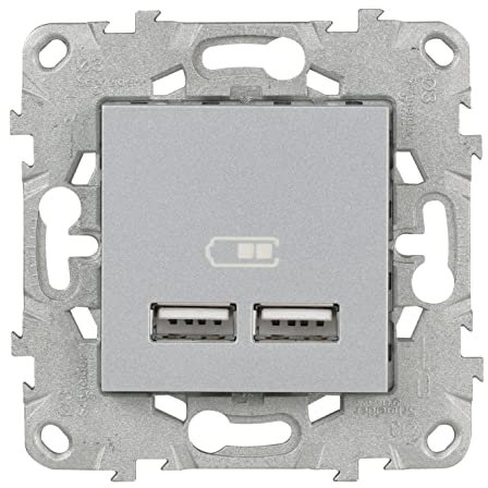 Unica - Enchufe doble USB (5 V, 2,1 A, aluminio)