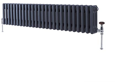 Milano Windsor Anthracite Cast Iron Style Horizontal Triple Column Radiator - 300mm x 1190mm