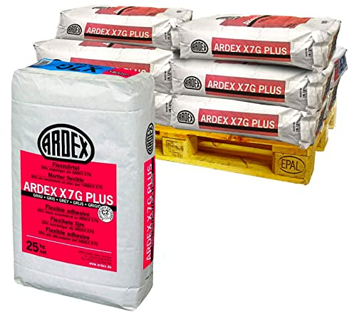10 x ARDEX X 7 G Plus Flexmörtel Fliesenkleber Flexkleber Frostbeständig 25 KG Auf Zementbasis Zum Setzen von Fliesen Schieferplatten und Dämmstoffen