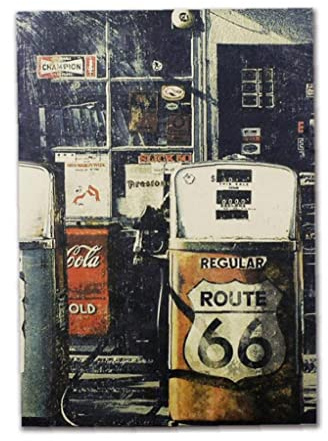 Fopytu Vintage Tankstelle Schild Poster Kraftpapier Wandkunst Drucke Wandhänge Poster Für Wohnzimmer Büro Klassenzimmer Schlafzimmer Esszimmer Dekor Dekor