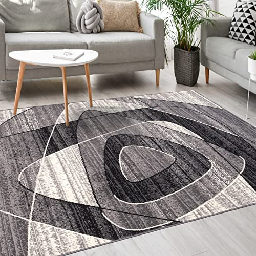 Mazovia Modern Teppich - Kurzflor - Teppich für Wohnzimmer, Schlafzimmer, Esszimmer - ÖKO-TEX Wohnzimmerteppich, Robust und pflegeleicht, Niedrige Florhöhe – Teppiche - grau 80 x 200 cm