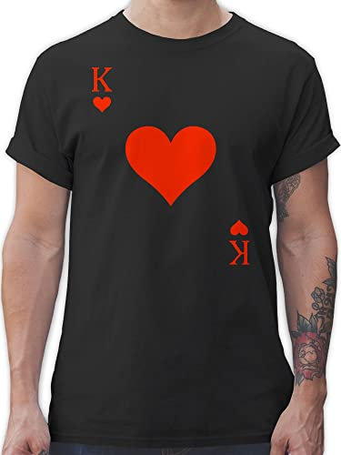 T-Shirt Herren - & Fasching - Herz König Spielkarte I King Queen Kartenspiel Karneval Herzkönig Spielkarte Herzkönig Karte I Poker King of Hearts - 5XL - Schwarz - Gruppen Tshirts faschingsshirt