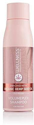 WELLNESS PREMIUM PRODUCTS VolumePLEX Hemp Shampoo | 500 ml | Befeuchtend | Bio-Hanf Shampoo Damen Herren | Für alle Haartypen | Für Dünnes und Fettiges Haar | Rose