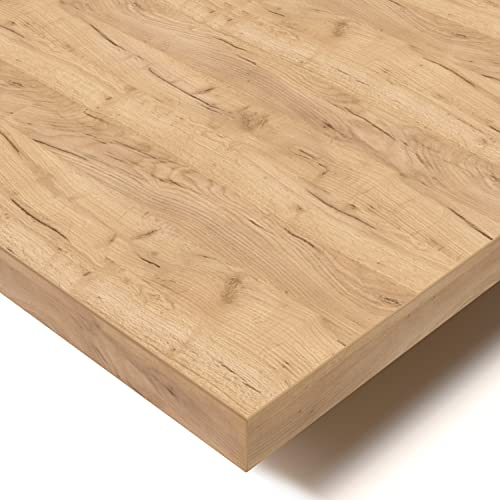POKAR Tischplatte 2,5 cm Massiv Schreibtischplatte Bürotischplatte für Schreibtisch, Esstisch, Golden Craft Eco Eichen, 175 x 80 x 2,5 cm
