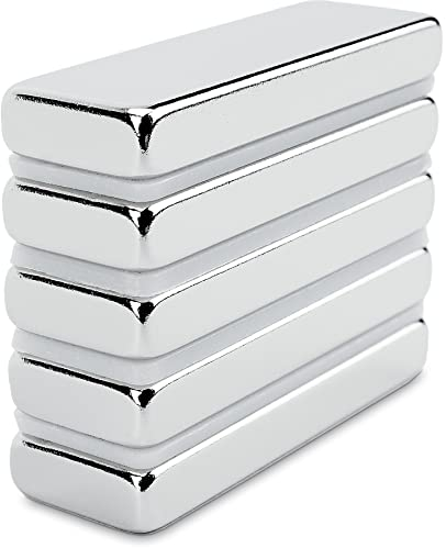 SENSEI® 5 Stück Magnete Rechteckig 30 x 10 x 4 mm – Extra Starke Neodym-Magnetplatte 5,4 kg Haftkraft, Flach & Beidseitig Magnetisch