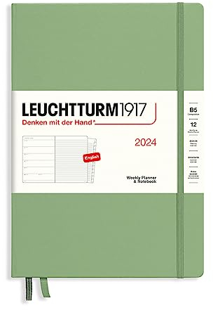 LEUCHTTURM1917 367760 Wochenkalender & Notizbuch Composition (B5) 2024, 12 Monate, Salbei, Englisch