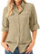 T-shirt de protection solaire à manches longues UPF 50 pour femme - Séchage rapide - Pour l'extérieur, la pêche, la randonnée, le voyage, kaki, M