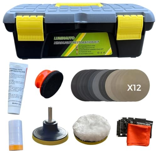 LUMINAUTO kit Renovation Phare Voiture Renovateur Phare Voiture - Kit Polissage Phare Voiture 2-en-1 pour Nettoyage et Restauration de phares pour Auto et Moto