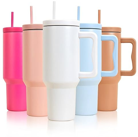 mebiusyhc 40oz Stainless Steel Vacuum Insulated Cup Double Wall Travel Flask Car Coffee Mug Tumbler with Straw with Handle for Hot Iced Coffee1