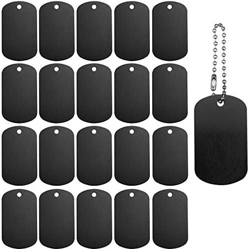 YapitHome 25 Stück leere Erkennungsmarken, Gravurrohlinge, eloxiertes Aluminium, Rohlinge für Halsketten, Armbänder, Erkennungsmarken
