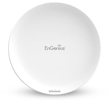 EnGenius Outdoor Wi-Fi 6 Wireless Bridge, 5GHz, 1200 Mbps, 2x2 MIMO, 19 dBi Antenna, 26 dBm, IP55, Long-Range Point-to-Point Up to 18km, Gigabit Port, Weatherproof - EnStation6