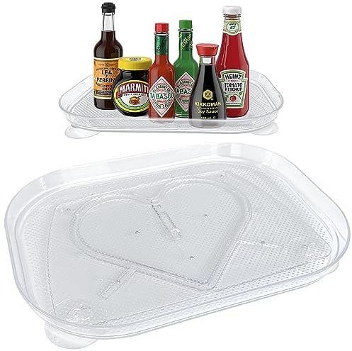 Drehteller Kühlschrank Organizer Lazy Susan,Drehteller Organizer mit rutschfest,Drehplatte Kühlschrank Transparent,Küchen Organizer für Schrank, Tisch, Speisekammer, Fridge, Küchen, Arbeitsplatte