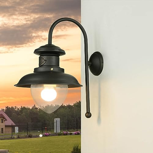 Licht-Erlebnisse Außenwandleuchte Echt-Messing Glas in Bronze dunkel matt IP44 Garten Terrasse H:45 E27 Maritimes Design Wandlampe Outdoor AMALFI