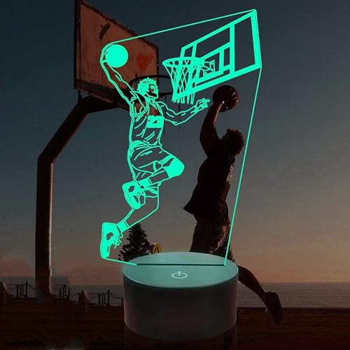 Jinson well 3D Basketball Lampe nacht licht led Illusion Nachtlicht 7 Farbwechsel Touch Switch Tisch Schreibtisch Dekoration Lampen mit Acryl Base USB Kabel Spielzeug