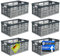 6 x Robuste Profi - Klappbox 45 L bis 50 kg - Faltbox, Kiste, Korb zur Aufbewahrung, Transport - silber/grau