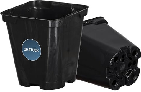 Tymar Anzuchttöpfe 16x16, 10 Stück, Blumentopf, Vierecktopf für Aussaat, für Sämlinge oder Stecklinge, Pikiertöpfe, Kunststoff