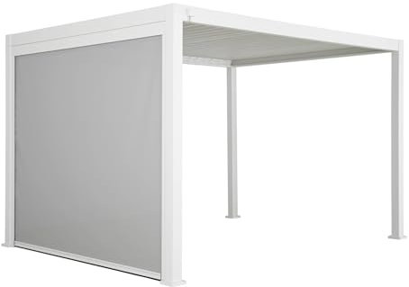 sweeek - Pérgola bioclimática 3x4m con toldo Vertical de 3m, Triomphe 3x4m + Accesorio, Blanco, 400x300x250 cm
