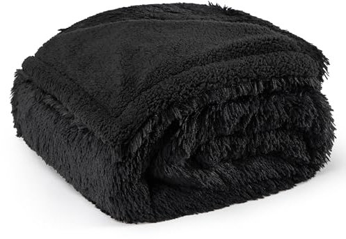 BEDSURE wasserdichte Hundedecke für große Hunde - 152 x 203 cm Langer Plüsch Hundedecke waschbar, Haustier Decke flauschig und weich, Schutzdecke Hundesofa, Schwarz