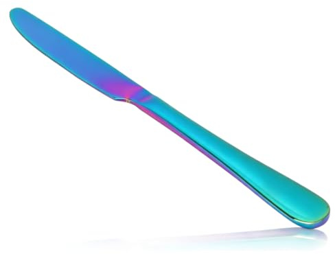 Cyrank Tafelmesser, Buttermesser aus Edelstahl, Edelstahl-Menümesser, Frühstücksmesser, Steakmesser, Brötchenmesser, Tischmesser, Tomatenmesser, Abendessenmesser, Regenbogen-Besteckset