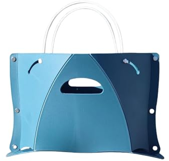 Einkaufskorb Plastik Die Sich Zu Einem Hocker Zusammenfalten Lässt - Einkaufskorb Faltbar - Einkaufswagen Klappbox - Einkaufskorb - Strandtasche Xxl (Blau)