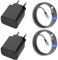 25W Chargeur USB C Secteur Charge Rapide pour Samsung Galaxy S25/S24/S23/S22/S21 Ultra/S20/S20+/Note 20/10/9/8/A73/A53/A52/S10/S9 et 2M Câble Tressé (Noir, 2M)