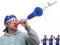 Große Vuvuzela France Trompete von 59 cm Power Blau Weiß Rot. Zubehör für Fußball- und Sportfeiern. Lautes Lufthorn 108 Dezibel für Animation.