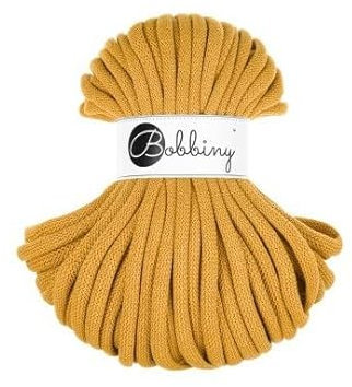 Bobbiny Flechtkordel Jumbo - 9mm - Baumwollkordel Baumwollgarn Garn Kordel Makramee Schnur Kordelband Natur Baumwolle DIY-Basteln 30m - Mustard