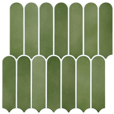 COMATICKC Piastrelle Adesive per Cucina, 10 Pezzi 30x30 cm, PVC Verde Paraschizzi Cucina Mattonelle Adesive Bagno Soggiorno - Pannelli 3D Decorativi, Facili da Installare Stacca & Attacca