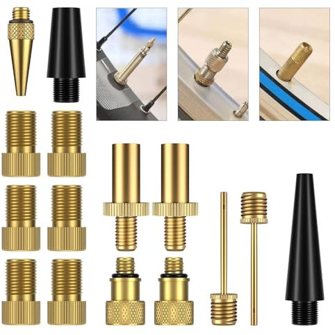 Embout Pompe Velo, Embout Gonflage Velo, 15 Adaptateur de Pompe à Vélo, DV SV AV Adaptateur Pompe Velo, Embout Gonflage Ballon, Adaptateur Valve Velo, pour Vélo, Pompe à Vélo et Compresseurs Pompes