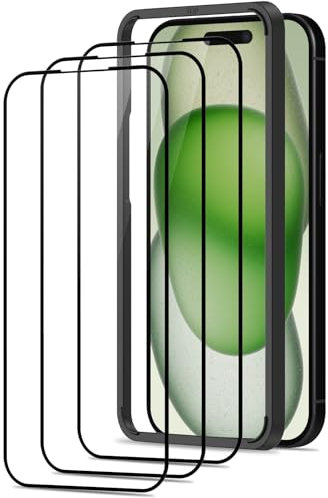 Beukei Verre Trempé pour iPhone 15 Plus Verre Trempé, 3 Pièces Film Trempé avec Outil d'Installation Facile [Dureté 9H][Anti Rayures] Protection Ecran