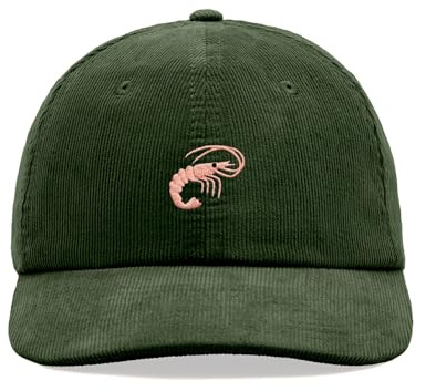 Shrimp Corduroy Baseball Cap Vintage Unisex Dad Hat Adjustable Fishing, dark olive, Einheitsgröße
