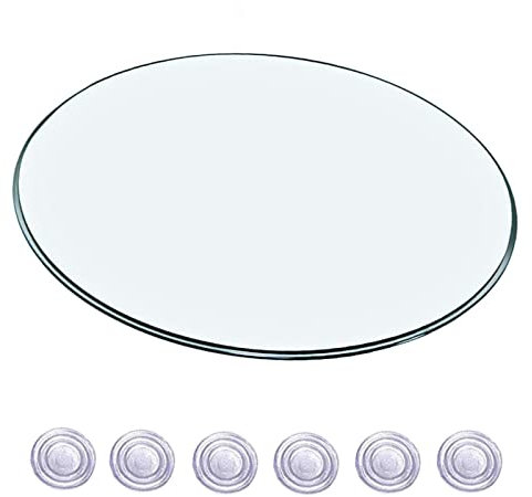 Plateau rond en verre trempé transparent de 60 cm pour cuisine, salle à manger, café, bureau, forte dureté et bonne élasticité