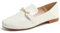 Feversole Mocassins Tendance et Confortables pour Femme, Boucle d'or en Cuir végétalien Blanc, 39 EU