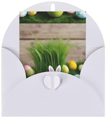 Ostereier-Hasen-Gras-Holzdruck-Grußkarten-Set, 10,2 x 15,2 cm, Notizkarten, Karten, Umschläge, Geburtstage, Hochzeiten