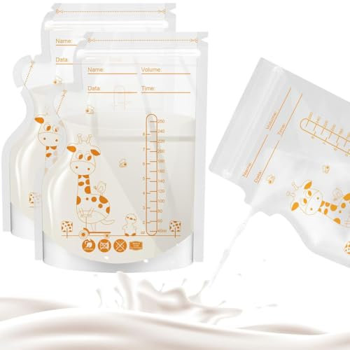 SGERUFZ 30 Pcs Muttermilchbeutel 250ml BPA-frei Aufbewahrung für Muttermilch mit Ausgießer Selbststehend Einfrierbar Vorsterilisiert