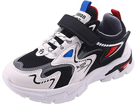 vejtmcc Mode für alle Jahreszeiten, Kindersport für und Mädchen, flache Böden, rutschfest, leicht, atmungsaktiv, bequem und lässig Schuhe (Black, 28.5 Little Child)