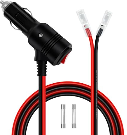 HuaLiSiJi Adaptateur Male Allume Cigare Adaptateur Prise Male Allume Cigare 12V avec Interrupteur 14AWG 20A pour Moto, Voiture, Bateau, Chargeur Solaire (2m)