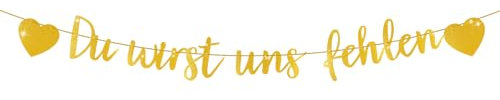 AOZUO Abschiedsparty Banner Deko, Du wirst Uns fehlen Girlande Glitzer Ruhestand Abschied kollegin deko, Abschieds Party Deko Banner für Abschiedsfeier und Rente Party(Gold)