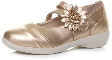 AJVANI Womens Ladies Wide fit Flat Grip Sole Padded Mary Jane Hook & Loop Comfort Shoes Size