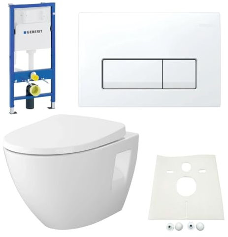 Vorwandelement Spülkasten HGMBAD WC spülrandlos Drückerplatte WC-Sitz Komplettset