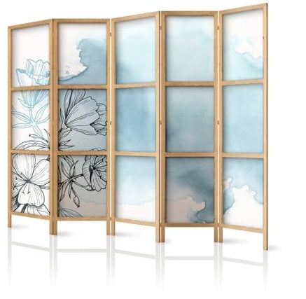 framed concept - Paravent Raumteiler aus Holz 225x172 cm, 5-teilig, einseitig, im orientalischen Stil